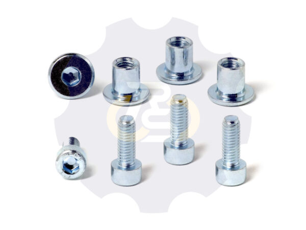 4 vienetai – M6 x 16 Zn Varžtas, cilindrine galva + 4 vienetai – NTM6 x 10 mm Zn T-formos veržlė