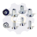 4 vienetai – M6 x 16 Zn Varžtas įleidžiama galva + 4 vienetai – NTM6 x 12 Zn T-formos veržlė