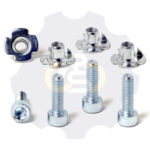 4 vienetai – M6 x 20 Zn Varžtas, cilindrine galva + 4 vienetai – NEM6x9 Įkalama veržlė