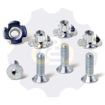 4 vienetai – M6 x 20 Zn Varžtas įleidžiama galva + 4 vienetai – NEM6x9 Įkalama veržlė