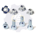 4 vienetai – M8x16 Zn Varžtas cilindrine galva + 4 vienetai – NEM8x10 Įkalama veržlė