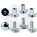 4 vienetai – M8 x 20 Zn5 Varžtas, kupolo galva + 4 vienetai – NT M8 x 16 Zn T-formos veržlė