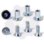 4 vienetai – M8 x 20 Zn Varžtas įleidžiama galva + 4 vienetai – NT M8 x 16 Zn T-formos veržlė