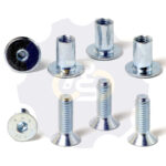 4 vienetai – M8 x 25 Zn Varžtas įleidžiama galva + 4 vienetai – NT M8 x 16 Zn T-formos veržlė