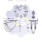 D100 H121 55KG Pasukamas ratukas su stabdžiu, su plokštele 60x60