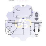 D35 H66 100KG Pasukamas ratukas su plokštele 60x48
