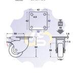 D50 H64 40KG Pasukamas ratukas su stabdžiu, su plokštele 42x42