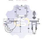 D50 H64 40KG Pasukamas ratukas su stabdžiu, su plokštele 42x42