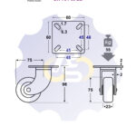 D75 H98 55KG Pasukamas ratukas su plokštele 60x60